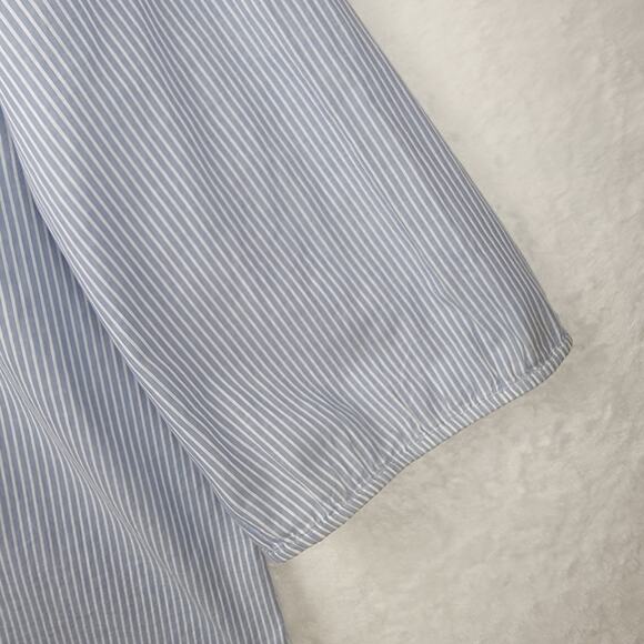 2X Tunic Boho Red Embroidery Pullover Top 3/4 Sleeve Blue White Stripe Casual - Picture 7 of 13